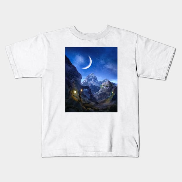 Light the way (Night) Kids T-Shirt by Jendi Art